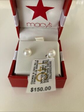 Macy's Pearl Stud Earrings - White